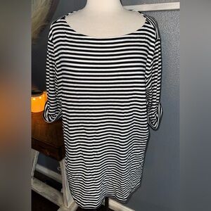 Karen Scott Black and White Striped Tunic